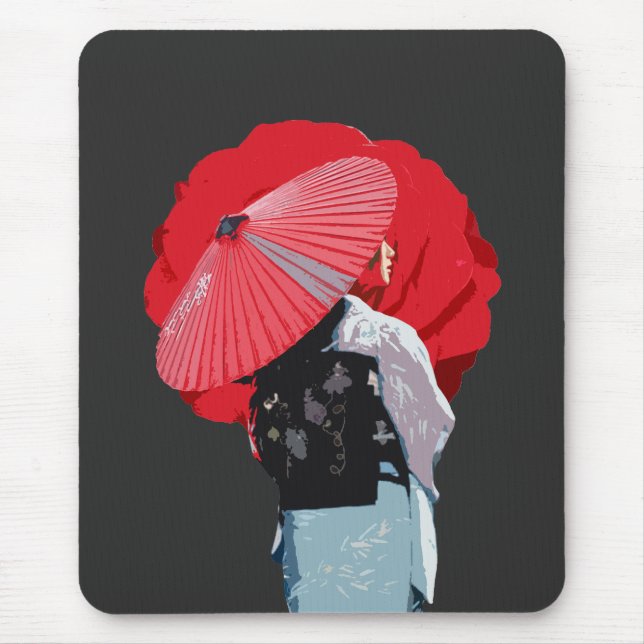 Mousepad Moderno Vermelho Estilizado Japonesa Arte (Frente)