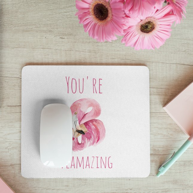 Mousepad Moderno Você É Flagrante Beleza Rosa Flamingo (Criador carregado)