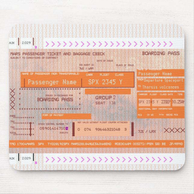 Mousepad Modificar esta passagem de Viagem de embarque em M (Frente)