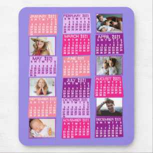 Mousepad Modo de Gráfico de Colagem de Fotos do Calendári