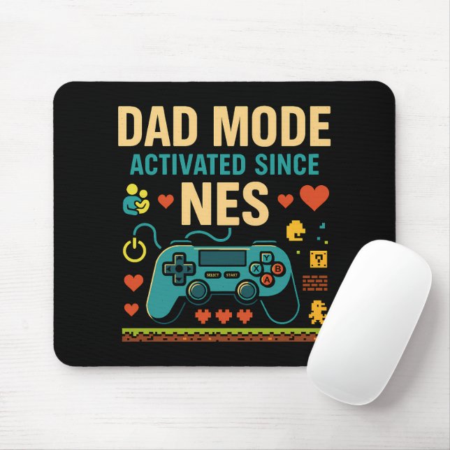 Mousepad Modo de pai Ativado NES Retro Gamer Art (Com mouse)