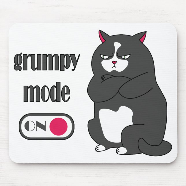 Mousepad Modo rabugento em gato gordo engraçado (Frente)