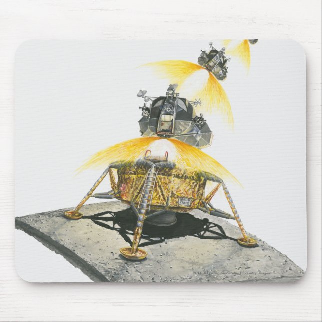Mousepad Módulo de Apollo 11 Eagle que descola da lua (Frente)