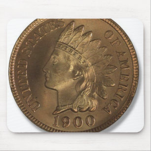 Mousepad Moeda de um centavo principal de 1900 indianos
