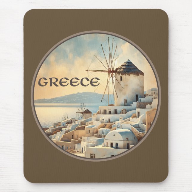 Mousepad Moinhos de Vento de Mykonos na Grécia (Frente)