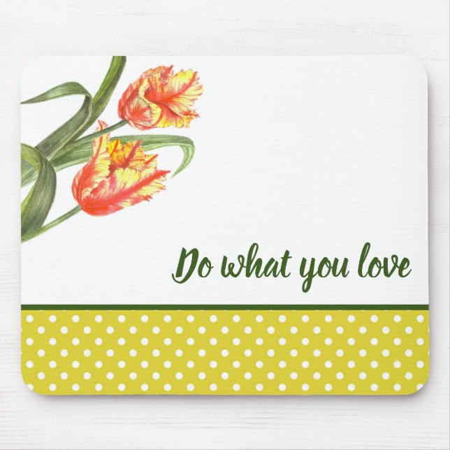 Mousepad Mola Amarelo-Amarelo Tulipas Flores Arte Floral (Frente)