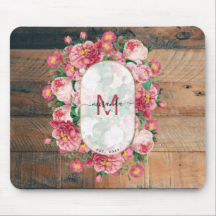 Mousepad Mola Botânica Chic Vintage Monograma Madeira