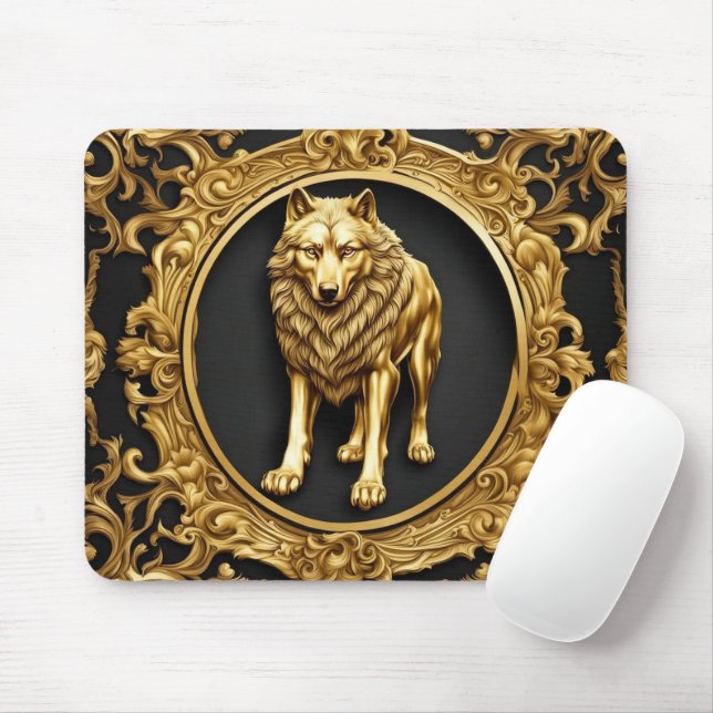 Mousepad Moldura decorativa em preto-e-ouro (Com mouse)