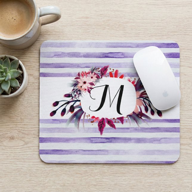 Mousepad Moldura Floral para Lavanda de Aquarela (Criador carregado)