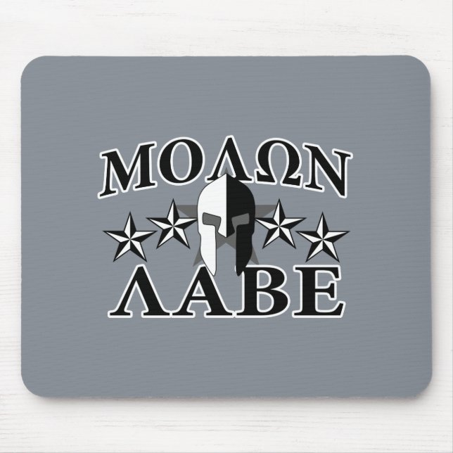 Mousepad Molon Labe Spartan Warrior 5 estrelas Black White (Frente)