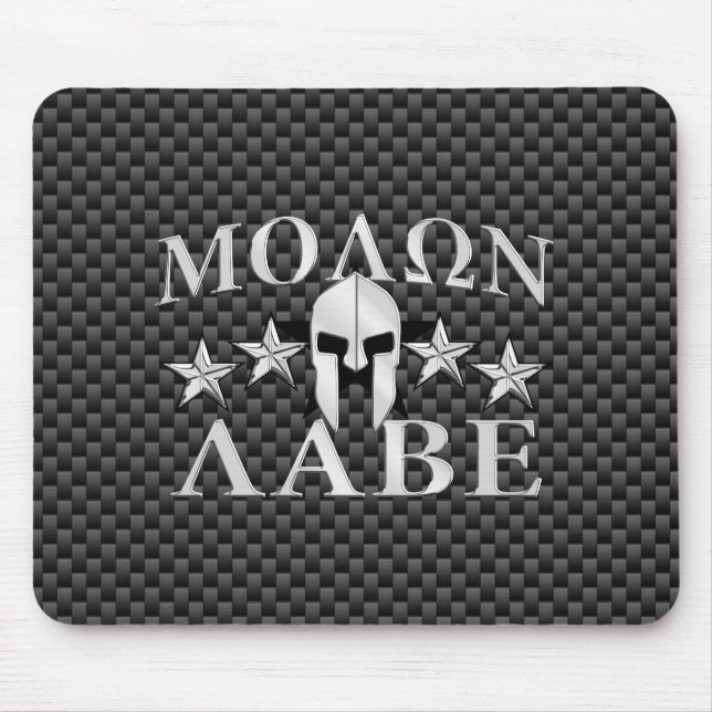 Mousepad Molon Labe Spartan Warrior 5 estrelas Carbono (Frente)