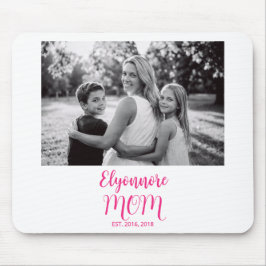 Mousepad Mom Established Pink Script Name Photo 
