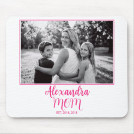 Mousepad Mom Established Pink Script Name Photo 