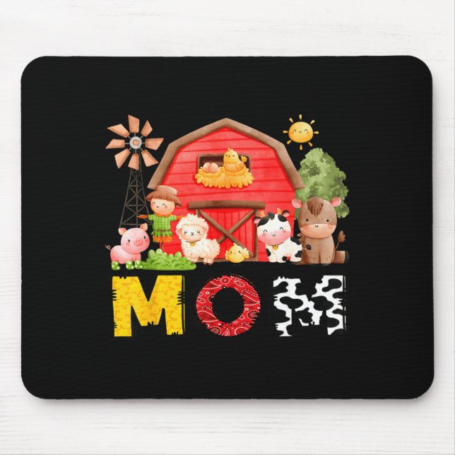 Mousepad Mom Farm Cow Birthday Boy Matching Family Matching (Frente)