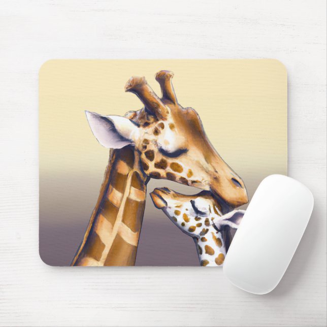 Mousepad Momento Tocante Entre Madre Girafa E Vitela (Com mouse)