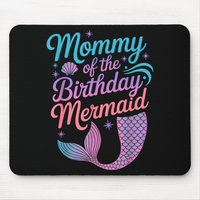 Mousepad Mommy Of The Birthday Mermaid Girl Party Celebrati (Frente)