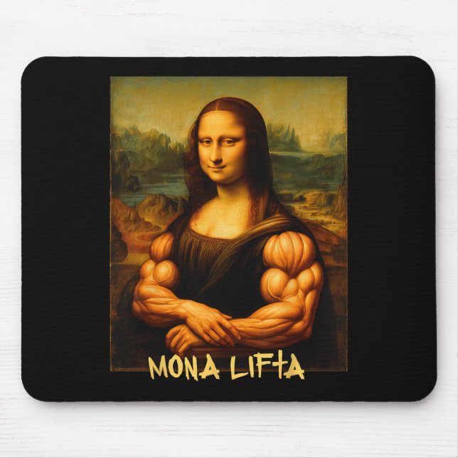 Mousepad Mona Lifta Muscle Mona Lisa Bodybuilder Gym E Ar (Frente)
