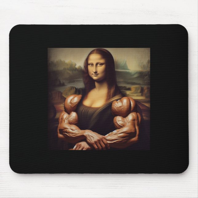 Mousepad Mona Lisa Bodybuilding Funny Gift 4 (Frente)