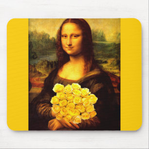 Mousepad Mona Lisa Com Buquê De Rosas Amarelas