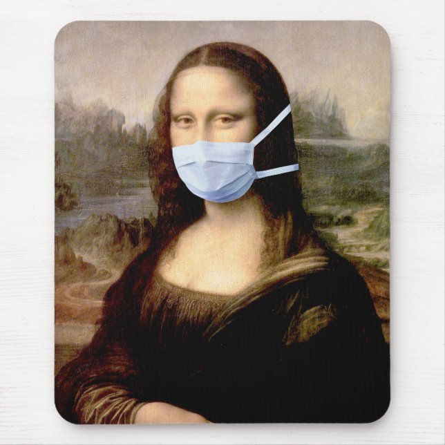 Mousepad Mona Lisa com Máscara Da Vinci a borrar as Artes (Frente)