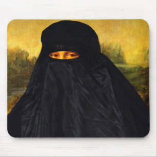Mousepad Mona Lisa escondida atrás do Burqa