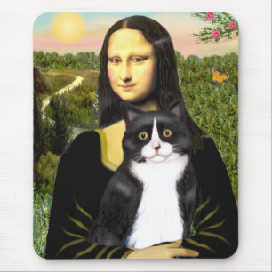 Mousepad Mona Lisa - gato preto e branco