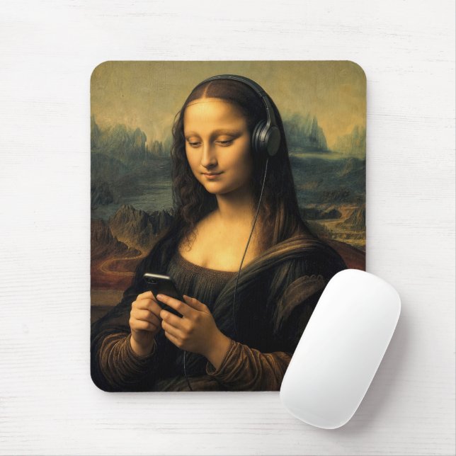 Mousepad Mona Lisa Moderna com Smartphone (Com mouse)