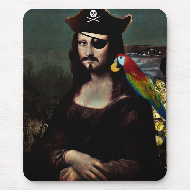 Mousepad Mona Lisa Pirate com bigode (Frente)