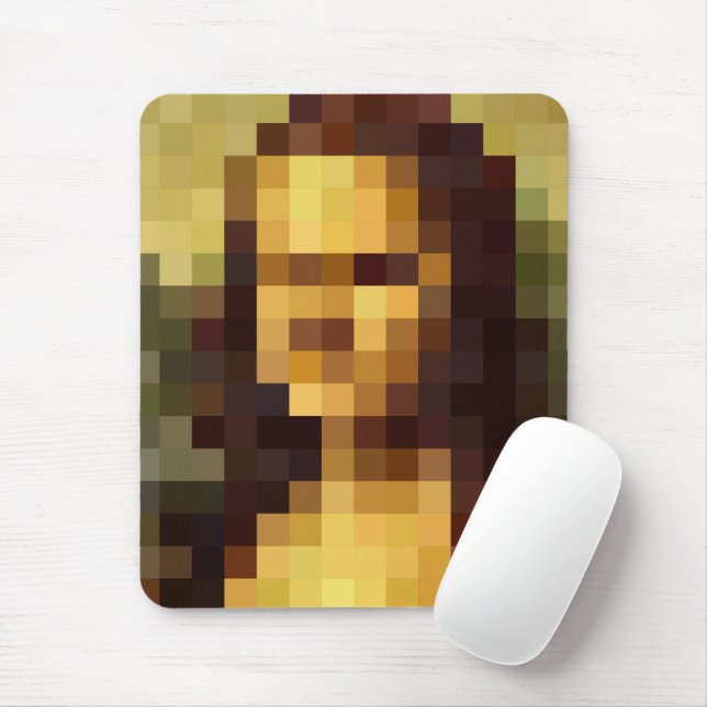 Mousepad Mona Lisa pixel art Leonardo da Vinci, La Gioconda (Com mouse)