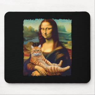 Mousepad Mona Lisa Segurando Gatinho de Pintura de Retratos