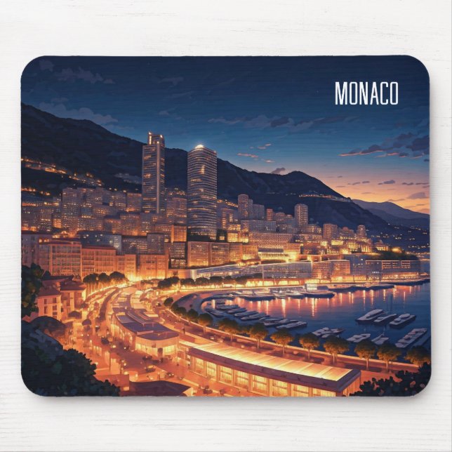 Mousepad Mônaco Monte Carlo à noite (Frente)