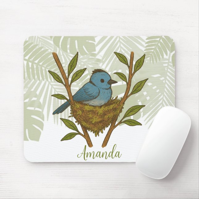 Mousepad Monarca de Nápoles Negra Enfiada Entre As Folhas (Com mouse)