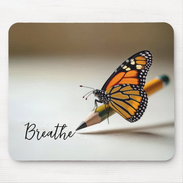 Mousepad Monarch Butterfly On Pencil With Text (Frente)