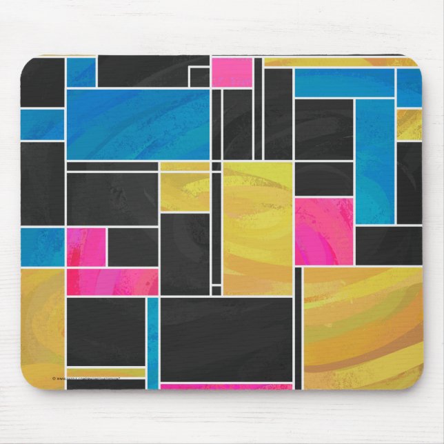 Mousepad Mondrian Blue Pink Impressão (Frente)