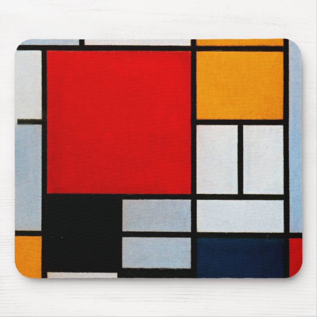 Mousepad Mondrian - Composição com Plano Vermelho Grande (Frente)