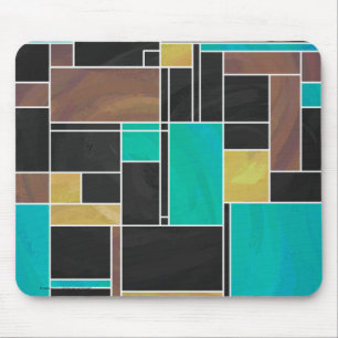 Mousepad Mondrian Teal Brown Impressão