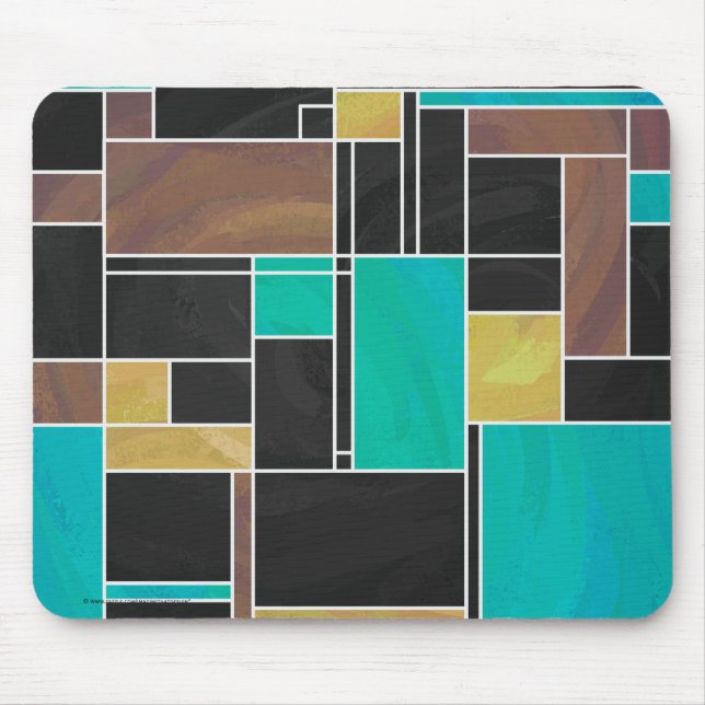 Mousepad Mondrian Teal Brown Impressão (Frente)