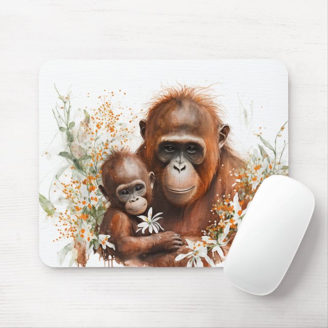 Mousepad Moneky e Baby Watercolor (Com mouse)