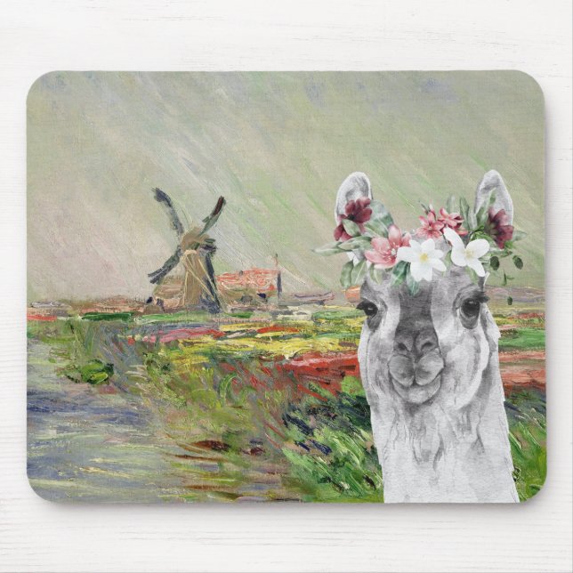 Mousepad Monet Champ Tulipes e Lama Rico (Frente)