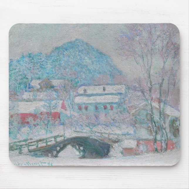Mousepad Monet - Noruega, Sandviken Village na neve (Frente)