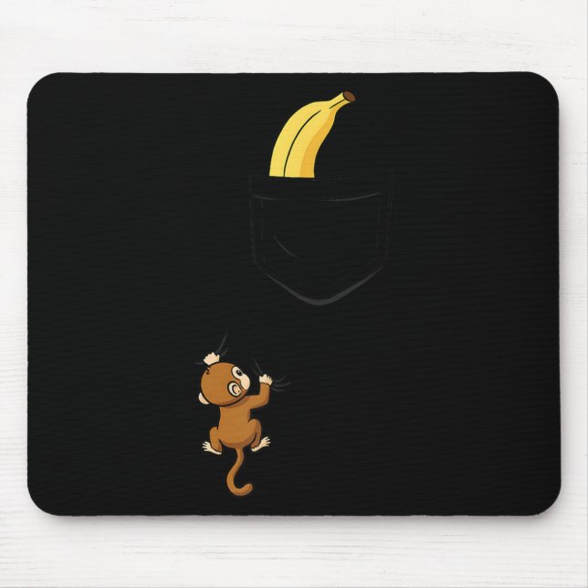 Mousepad Monkey Climbs For Banana Funny Animal Cket Design  (Frente)