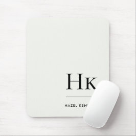 Mousepad Monogram Classic Elegant Ivory White Initials