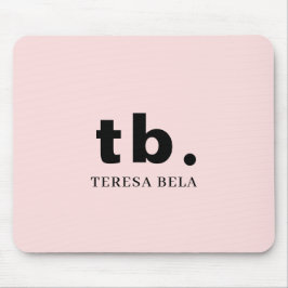 Mousepad Monogram Coral Peach Elegant Feminine Minimalist