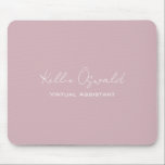 Mousepad Monogram Name Virtual Assistant White Rose Pink<br><div class="desc">A simple and elegant full name monogram and occupation design.</div>