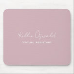 Mousepad Monogram Name Virtual Assistant White Rose Pink<br><div class="desc">A simple and elegant full name monogram and occupation design.</div>