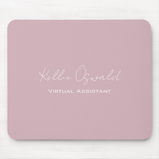Mousepad Monogram Name Virtual Assistant White Rose Pink (Frente)