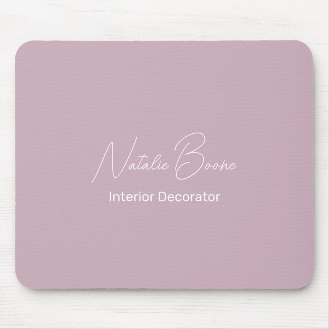 Mousepad Monogram Name White Pastel Pink Interior Decorator (Frente)