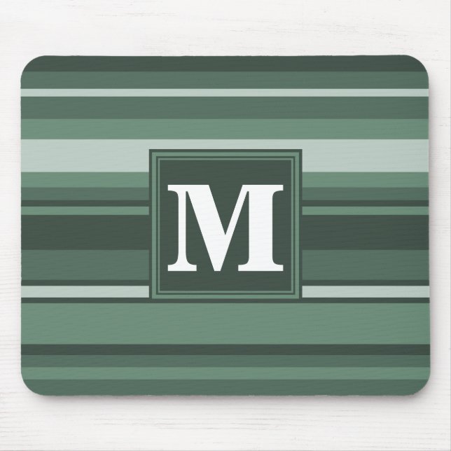 Mousepad Monogram sage green stripes (Frente)