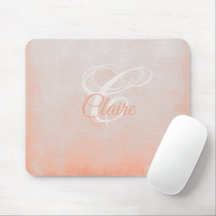 Mousepad Monograma-Abstrato de rústica de Coral Rosa-Rosa-E