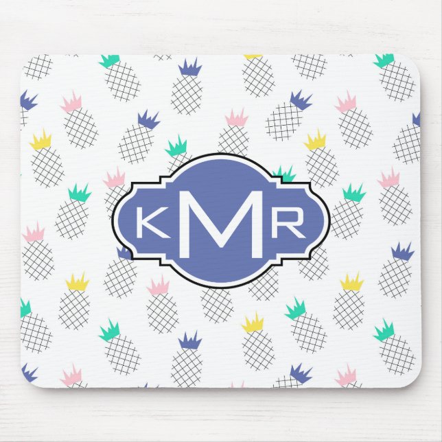 Mousepad Monograma abstrato dos abacaxis | (Frente)
